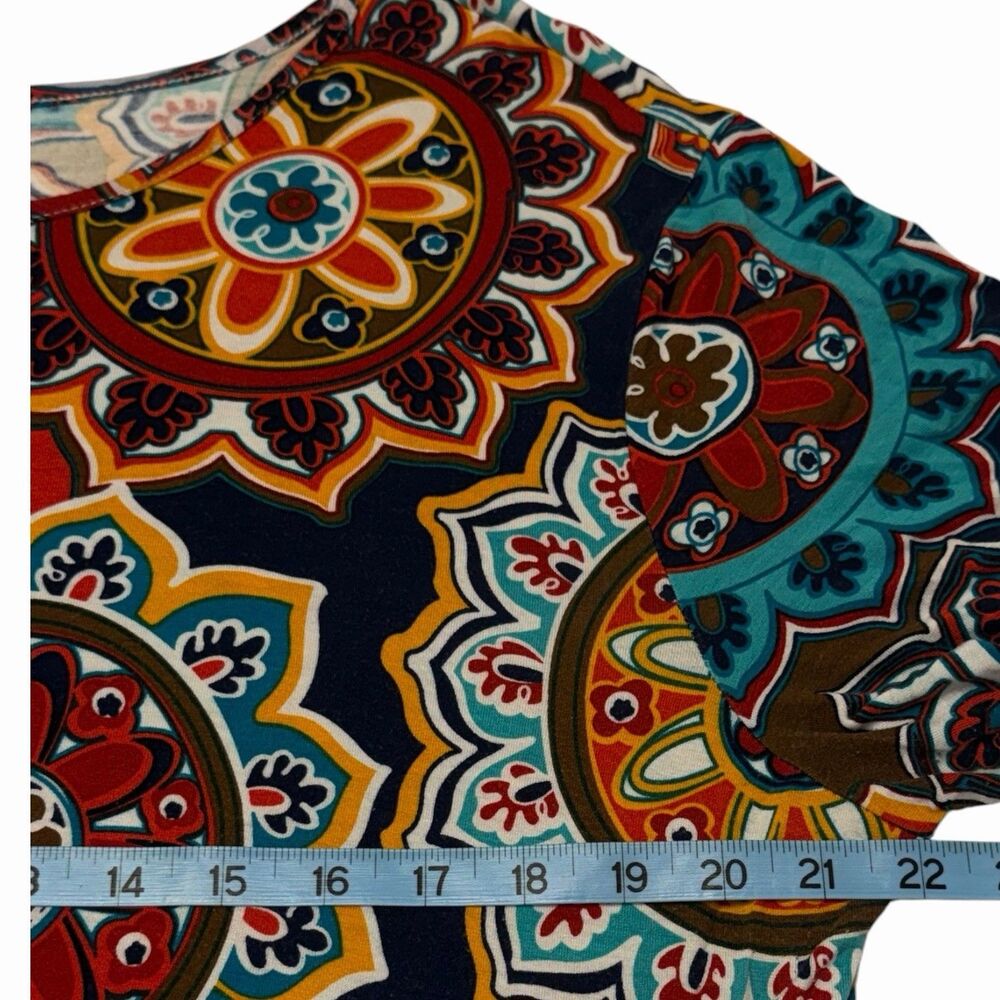 Boho Midi Dress Womens 3XL Multicolor Mandala DB Moon Pocket Short Sleeve - Picture 5 of 11